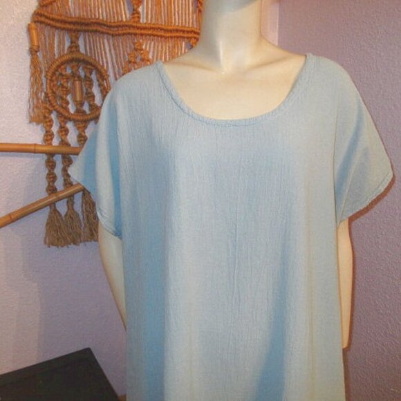 Oh My Gauze Tunic Top Size XXL 3 Short Sleeves Asymmetrical Coastal Beachy Boho - Picture 2 of 10